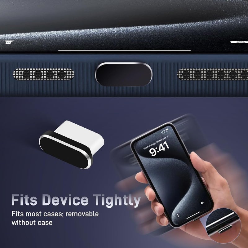 SUMANTECK غطاء غبار USB C، غطاء منفذ USB C، غطاء منفذ الشحن من نوع C مع غطاء غبار السماعة، ملحقات الهاتف لـ iPhone 17/iPhone 16/16 Plus/16 Pro/16 Pro Max/iPhone 15 Series - Image 5